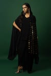 Buy_DAY AND MOOD_Black Dhoti Skirt And Cape Set _at_Aza_Fashions