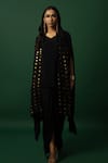 DAY AND MOOD_Black Dhoti Skirt And Cape Set _at_Aza_Fashions