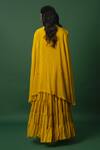DAY AND MOOD_Yellow Mul Chanderi Anarkali Set With Cape _Online_at_Aza_Fashions