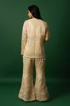 DAY AND MOOD_Beige Organza Fusion Kurta Set _Online_at_Aza_Fashions