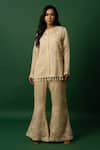 Buy_DAY AND MOOD_Beige Organza Fusion Kurta Set _at_Aza_Fashions