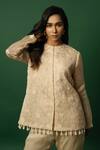 Buy_DAY AND MOOD_Beige Organza Fusion Kurta Set _Online_at_Aza_Fashions