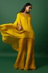 DAY AND MOOD_Yellow Chiffon Kaftan Set _Online_at_Aza_Fashions