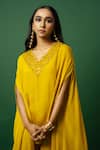 Buy_DAY AND MOOD_Yellow Chiffon Kaftan Set _Online_at_Aza_Fashions