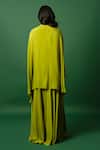 DAY AND MOOD_Embroidered Green Chiffon Jumpsuit Set _Online_at_Aza_Fashions