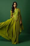 Shop_DAY AND MOOD_Embroidered Green Chiffon Jumpsuit Set _Online_at_Aza_Fashions