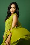 DAY AND MOOD_Embroidered Green Chiffon Jumpsuit Set _at_Aza_Fashions