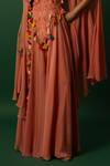 DAY AND MOOD_Burnt Orange Embroidered Jumpsuit With Cape _Online_at_Aza_Fashions