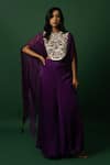Buy_DAY AND MOOD_Embroidered Purple Kaftan Set _at_Aza_Fashions