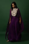 Buy_DAY AND MOOD_Embroidered Purple Kaftan Set _Online_at_Aza_Fashions