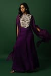 Shop_DAY AND MOOD_Embroidered Purple Kaftan Set _Online_at_Aza_Fashions
