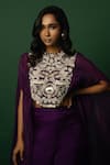 DAY AND MOOD_Embroidered Purple Kaftan Set _at_Aza_Fashions
