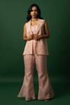 Buy_DAY AND MOOD_Baby Pink Organza Silk Blazer Set _at_Aza_Fashions