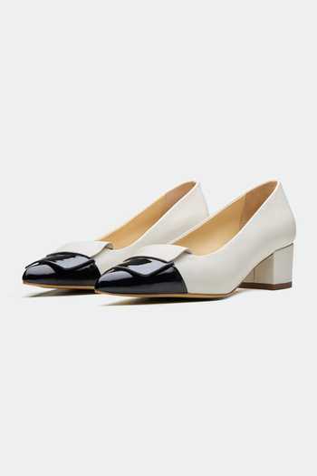 Buy_Oroh_White Bows And Black Designer Heels _at_Aza_Fashions