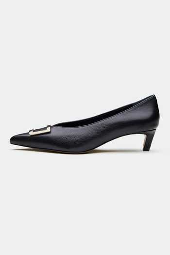 Oroh_Black Buckles Genuine Leather Heels _Online_at_Aza_Fashions