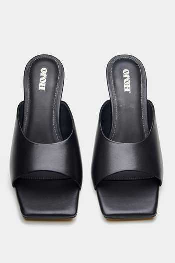 Oroh_Black Genuine Leather Heels _at_Aza_Fashions