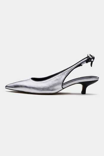 Oroh_Silver Bows Designer Slingback Heels _Online_at_Aza_Fashions