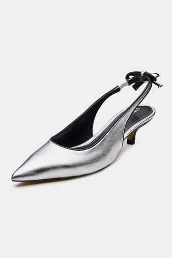 Shop_Oroh_Silver Bows Designer Slingback Heels _Online_at_Aza_Fashions