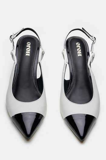 Oroh_White And Black Slingback Heels _at_Aza_Fashions