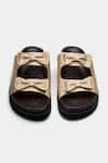 OROH_Gold Designer Bow Flats _at_Aza_Fashions