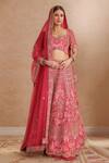 Buy_Samyukta Singhania_Red Silk Embroidery, Tassels, Pom-poms Bridal Lehenga Set_at_Aza_Fashions