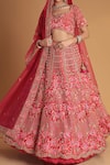 Shop_Samyukta Singhania_Red Silk Embroidery, Tassels, Pom-poms Bridal Lehenga Set_Online_at_Aza_Fashions