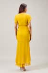 Shop_Samyukta Singhania_Mustard Georgette V-neck Yellow Midi Dress _at_Aza_Fashions