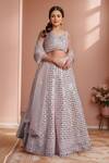 Buy_Samyukta Singhania_Pink Silk, Net Mirrors, Tassels Light Embroidered Lehenga Set_at_Aza_Fashions