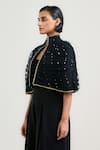 Buy_Tarun Tahiliani_Black Mukaish Cape With High Collar _Online_at_Aza_Fashions