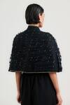 Shop_Tarun Tahiliani_Black Mukaish Cape With High Collar _at_Aza_Fashions