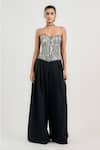 Buy_OTT_Ivory Silk Satin, Organza Beads, Embroidery Sweetheart Neck Jamawar Corset _at_Aza_Fashions