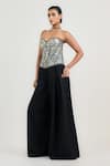 OTT_Ivory Silk Satin, Organza Beads, Embroidery Sweetheart Neck Jamawar Corset _Online_at_Aza_Fashions