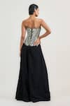 Shop_OTT_Ivory Silk Satin, Organza Beads, Embroidery Sweetheart Neck Jamawar Corset _at_Aza_Fashions