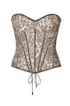 Shop_OTT_Ivory Silk Satin, Organza Beads, Embroidery Sweetheart Neck Jamawar Corset _Online_at_Aza_Fashions