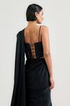 Shop_Ott_Black Cotton Satin Sequins Sweetheart Neck Party Corset _at_Aza_Fashions
