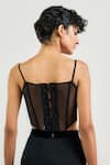 Shop_Ott_Black Tulle Embroidery Sweetheart Neck Evening Bodysuit _at_Aza_Fashions