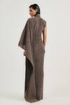 Shop_Ott_Gold Tulle Crinkle Pre-draped Saree _at_Aza_Fashions