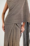 Shop_Ott_Gold Tulle Crinkle Pre-draped Saree _Online_at_Aza_Fashions