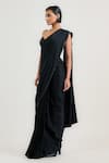 Buy_OTT_Black Silk Beads Pre-draped Saree _Online_at_Aza_Fashions