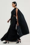 Shop_OTT_Black Silk Beads Pre-draped Saree _Online_at_Aza_Fashions