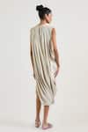 Shop_Ott_Cream Viscose, Jersey Round Neck Cocoon Midi Dress _at_Aza_Fashions