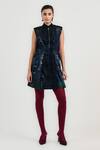 Buy_OTT_Blue Silk Beads Collared Art Series Dress _at_Aza_Fashions