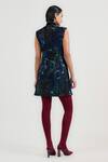 Shop_OTT_Blue Silk Beads Collared Art Series Dress _at_Aza_Fashions