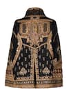 Shop_Ott_Black Silk, Viscose Round Neck Mughal Embroidered Gilet _Online_at_Aza_Fashions