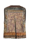 Ott_Multi Color Silk, Viscose Open Neck Velvet Jamawar Gilet _at_Aza_Fashions