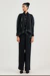 OTT_Black Silk, Crepe Open Neck Cocktail Gilet  _Online_at_Aza_Fashions