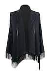 OTT_Black Silk, Crepe Open Neck Cocktail Gilet  _at_Aza_Fashions