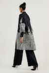 Shop_Ott_Black Silk Satin, Organza Embroidery Jamawar Jacket _at_Aza_Fashions