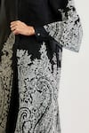 Buy_Ott_Black Silk Satin, Organza Embroidery Jamawar Jacket _Online_at_Aza_Fashions