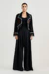 Buy_OTT_Multi Color Silk, Velvet Fringe Oriental Party Jacket _at_Aza_Fashions